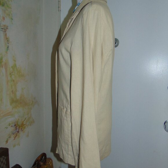 Sanctuary Blazer Linen Oversized Women's Blazer Creme Tan Pockets Lagen Look XL - Picture 3 of 9